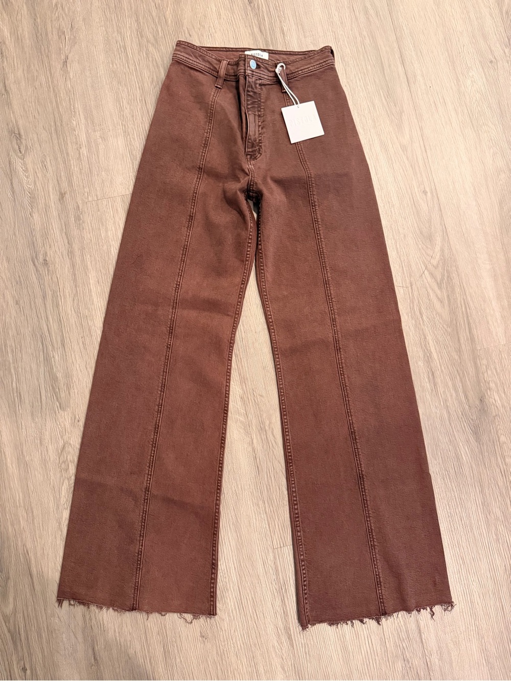 PISTOLA High-Waist Warm Brown Wide-Leg Jeans Sz 26 NWT $180!!